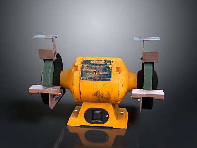 Yellow Bosch Bench Grinder Heavy Duty Industrial Hardware Tool with Dual Grinding Wheels 3d model