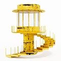 Golden Multi Tiered Spiral Model With Steps Platforms And Artistic Structure
