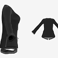 Black Long Sleeve Jacket With Lace Trim Fitted Waist And Gray Underlayer