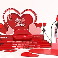 Red Heart Love Themed Decoration With Roses Lips And OE Cube Steps