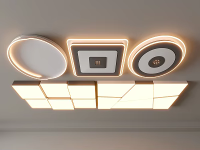 Contemporary Ceiling Lights Featuring Circular Square And Modular Geometric Panels 3d model