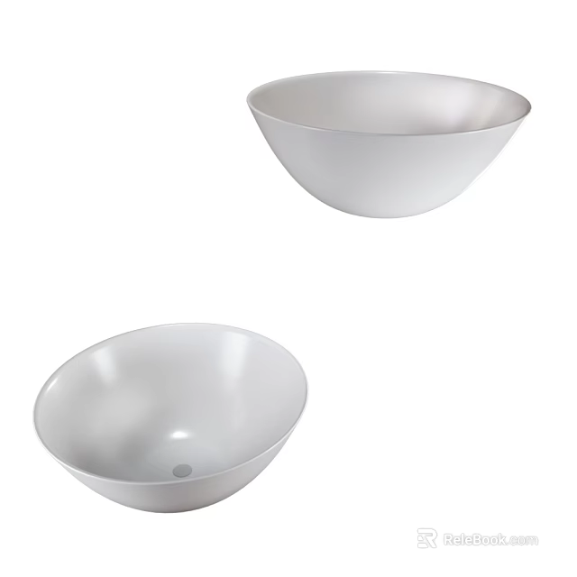 Decorative Ornament Set Two White Bowl Shaped Pieces For Home Decoration 3d model 