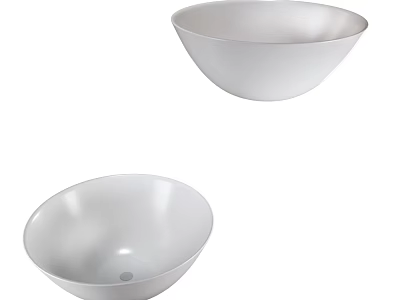 Decorative Ornament Set Two White Bowl Shaped Pieces For Home Decoration 3d model