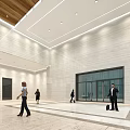 Modern Hotel Lobby with Marble Floors Glass Doors and Spacious Interior Design