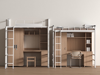 Modern Dormitory Bunk Bed 3d model