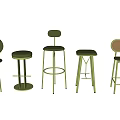 Modern Green Bar Stools With Various Designs Unique Backrests And Stable Bases 3d model
