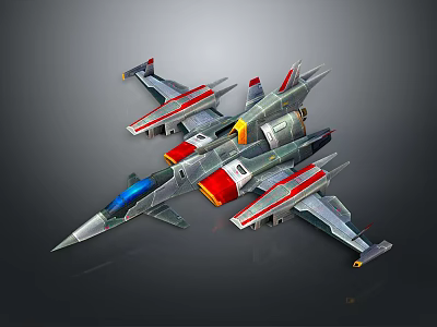 Aerospace Spacecraft Design With Red Silver Blue Sections And Engine Components 3d model