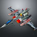 Aerospace Spacecraft Design With Red Silver Blue Sections And Engine Components