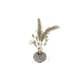 Light Toned Decorative Ornament Set With White Vase And Dried Flowers