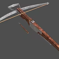 Detailed Traditional Crossbow Weapon With Wooden Stock Metal Bowstring And Arrow