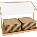 Wooden Square Plates Display Stand With Transparent Cover And Stacked Design