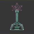 Scenic Natural Landscape Featuring Hexagonal Tower Structure With Stone Base
