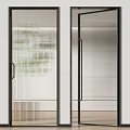 Modern Glass Sliding Doors With Black Frames And Transparent Panels For Interior 3d model