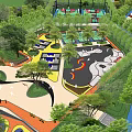 Residential Landscape Design With Sports Courts Play Area Green Trees And Paths