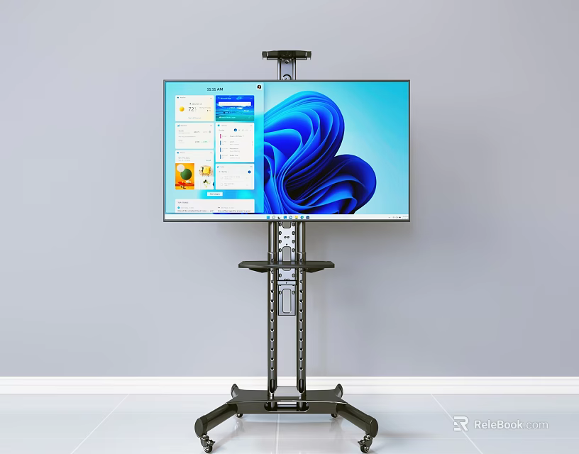 Modern TV on Adjustable Mobile Stand with High Definition Display Screen Interface 3d model 