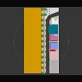 Cartoon Scene With Yellow Area Green Palm Trees Colorful Buildings Red Structure And White Path