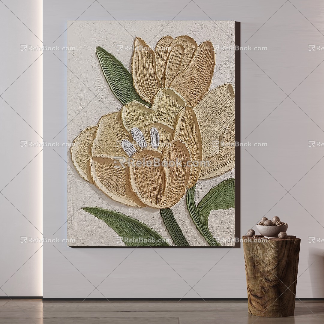 Modern plant painting decorative painting 3d model