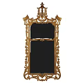 Classical Golden Mirror with Intricate Carved Frame and Ornate Design Details
