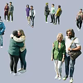 Groups Of People Showing Different Interactions And Outfits