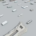 Assorted Components Scattered On Gray Surface With Different Shapes And Sizes 3d model