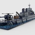 Detailed Warship Model With Deck Equipment And Cargo Boxes On 3d model
