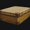 Vintage Suitcase With Fabric Exterior Leather Corners And Metal Lock Handle