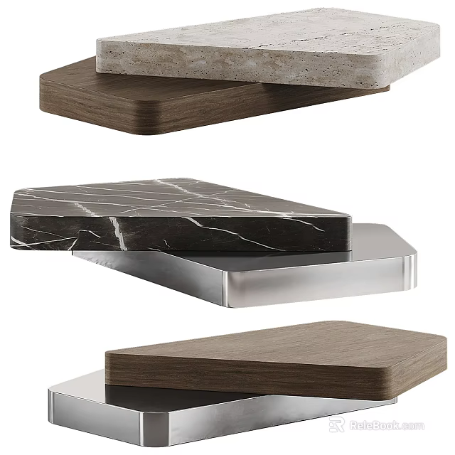 Modern Coffee Tables With Wooden Marble And Metal Top Designs For Living Room 3d model 