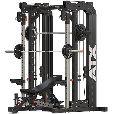 Multi Station Home Gym Fitness Equipment With Barbell Plates And Adjustable Seat 3d model