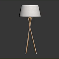 Modern Floor Lamp With White Lampshade And Wooden Cross Legs Design