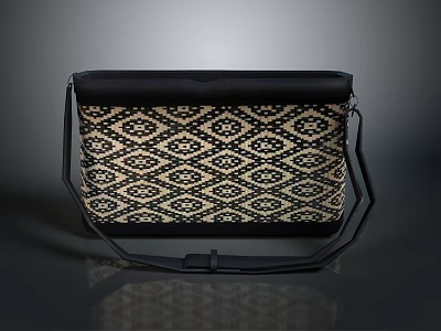Stylish Geometric Pattern Crossbody Handbag For Daily Use In Beige And Black 3d model