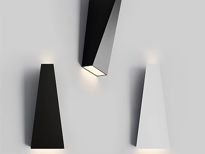 Modern Black And White Geometric Wall Lamps With Warm Illumination Design 3d model