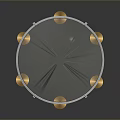 Circular Silver Cymbal Percussion Instrument With Metal Rings And Brass Border