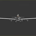 White Propeller Airplane Model With Brown Cockpit And Underwing Mounts On Gray Background
