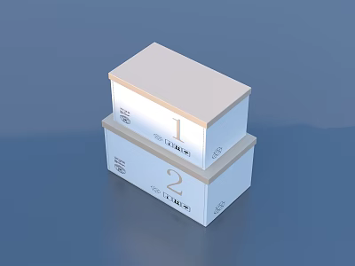 White Stacked Household Storage Boxes Numbered 1 and 2 for Daily Use 3d model