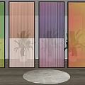 Colorful Glass Room Dividers With Vertical Stripes For Modern Interior Design