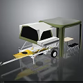 Modern Outdoor Furniture Portable Kitchen Trailer With Tent Table And Chairs Set