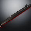 Black Military Submarine With Streamlined Design Red Bottom Section And Command Tower Structure