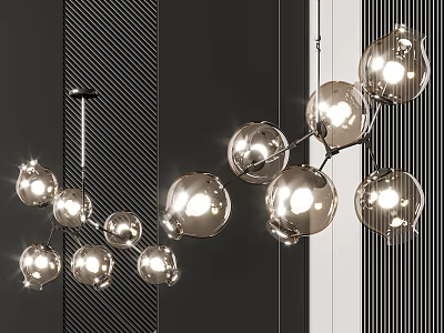 Modern Glass Chandelier Design With Multiple Spherical Hanging Light Balls 3d model