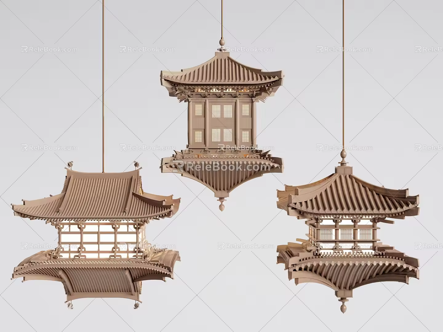 New Chinese Chandelier Ancient Architecture Chandelier Art Chandelier 3d model