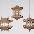 New Chinese Chandelier Ancient Architecture Chandelier Art Chandelier 3d model