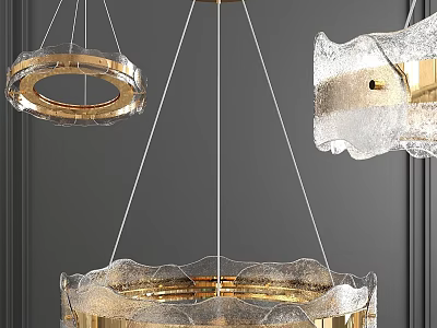 Modern Gold Metal Chandelier With Glass Ring Design For Interior Decoration 3d model
