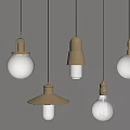 Modern Gold and White Pendant Lights with Various Design Styles 3d model