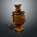 Traditional Brass Samovar Vintage Household Decorative Tea Brewing Vessel with Ornate Design