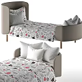 Cute Kids Bed With Animal Print Bedding And Polka Dot Pillows