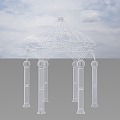 Wedding Props Princess Pavilion Iron Arch Wedding Flower Pavilion Wedding Props Six Pillars Happy Pavilion Ritual Pavilion 3d model