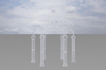 Wedding Props Princess Pavilion Iron Arch Wedding Flower Pavilion Wedding Props Six Pillars Happy Pavilion Ritual Pavilion 3d model