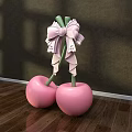 Retail Window Display Featuring Pink Cherries And Pink Bow Decor 3d model
