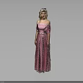 Woman Wearing Pink Off the Shoulder Long Dress with Silver Tiara on Gray Background