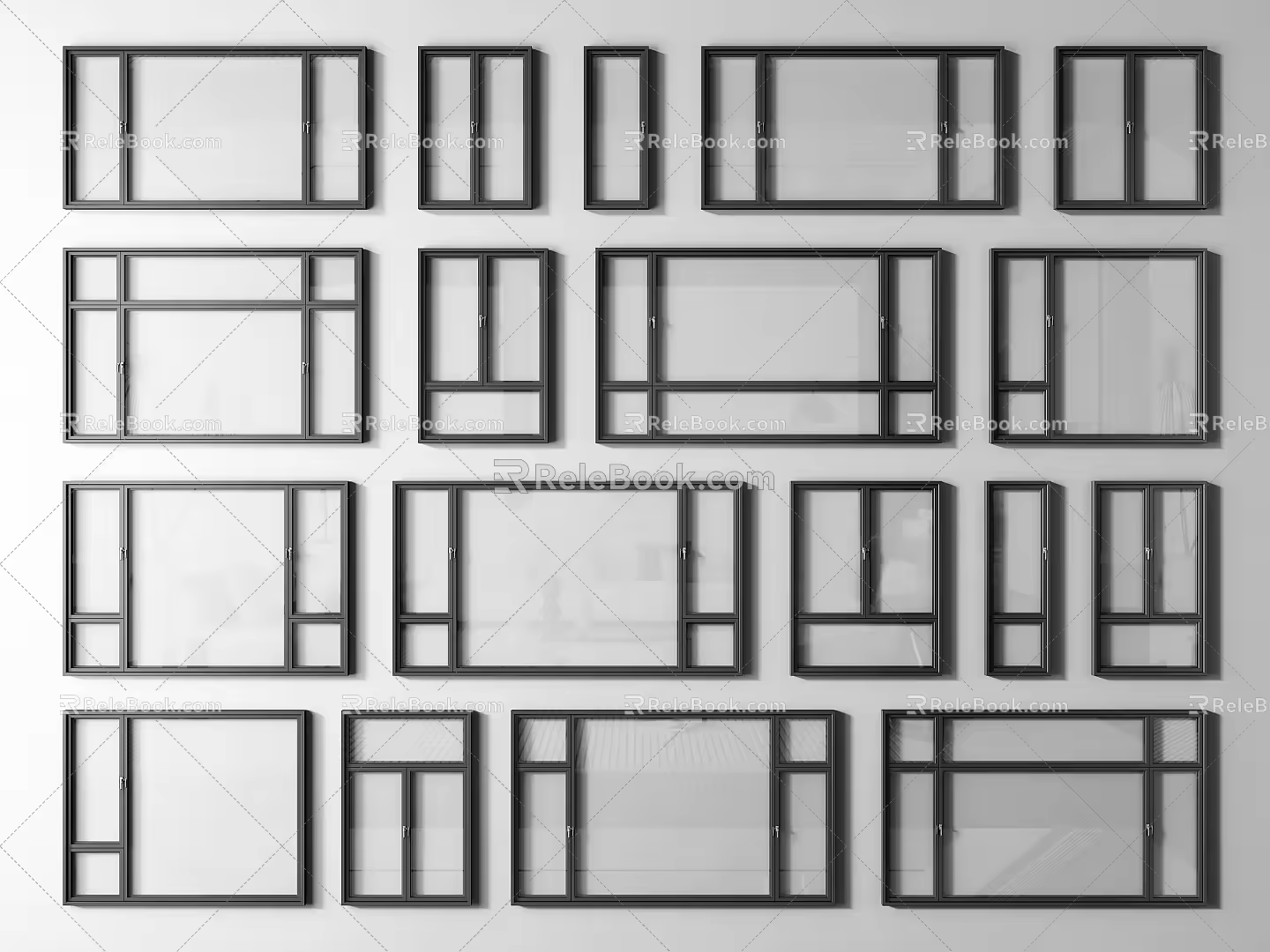 modern floor-to-ceiling windows windows 3d model