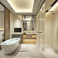 Elegant Modern Hotel Room With King Bed Gray Armchair Desk And TV
